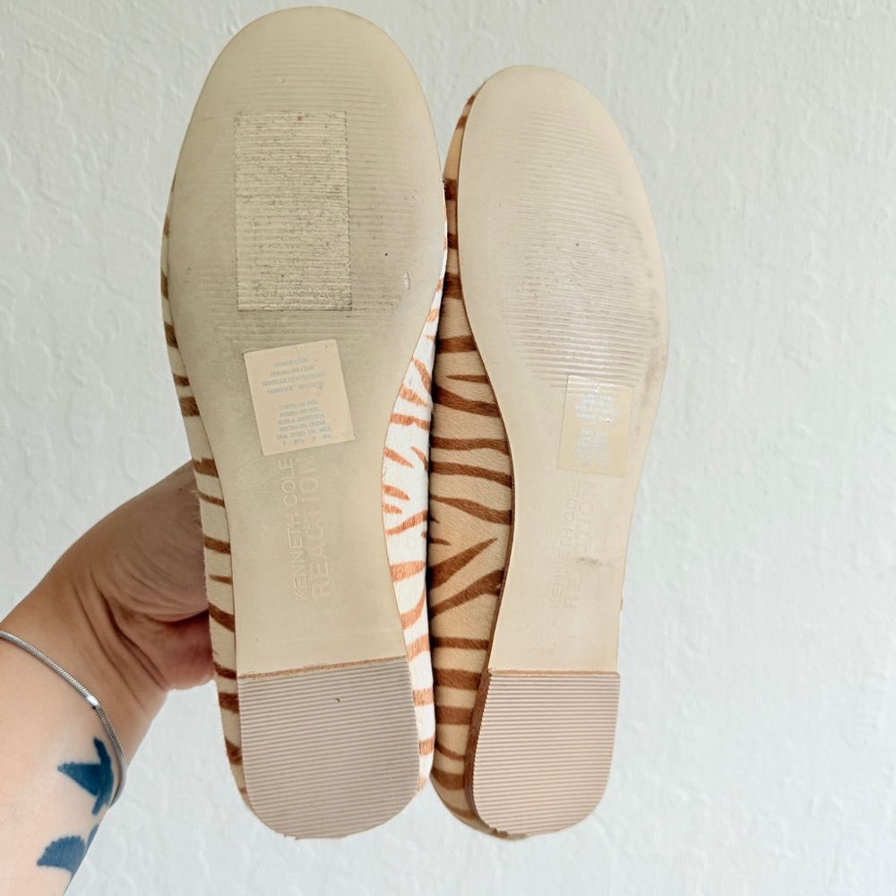 Kenneth Cole Reaction Women's Beige/Brown Zebra Print Ballet Flats Size 7 - Picture 8 of 8